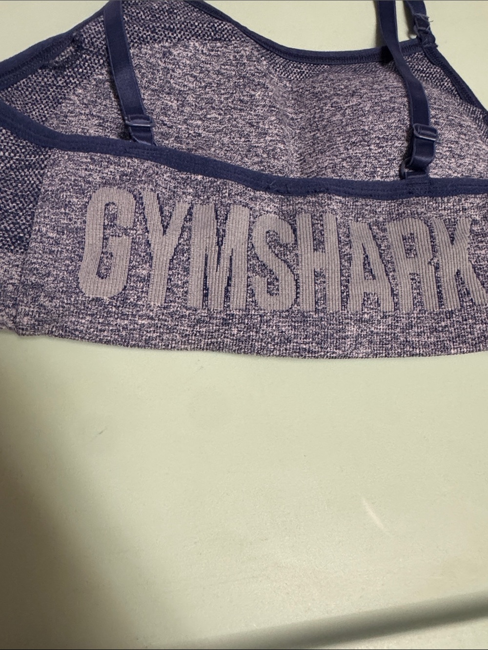 Gymshark blue adjustable strap wide band sports bra